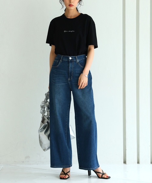 itto...(イット)の「【速乾・接触冷感・UVカット】クーリッシュデニムワイドパンツ(デニムパンツ・レディース・サックスブルー/ネイビー・XL/L/M)」の10枚目の写真