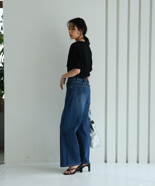 itto...(イット)の「【速乾・接触冷感・UVカット】クーリッシュデニムワイドパンツ(デニムパンツ・レディース・サックスブルー/ネイビー・XL/L/M)」の11枚目の写真