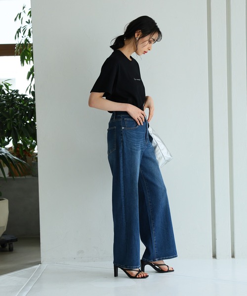 itto...(イット)の「【速乾・接触冷感・UVカット】クーリッシュデニムワイドパンツ(デニムパンツ・レディース・サックスブルー/ネイビー・XL/L/M)」の12枚目の写真