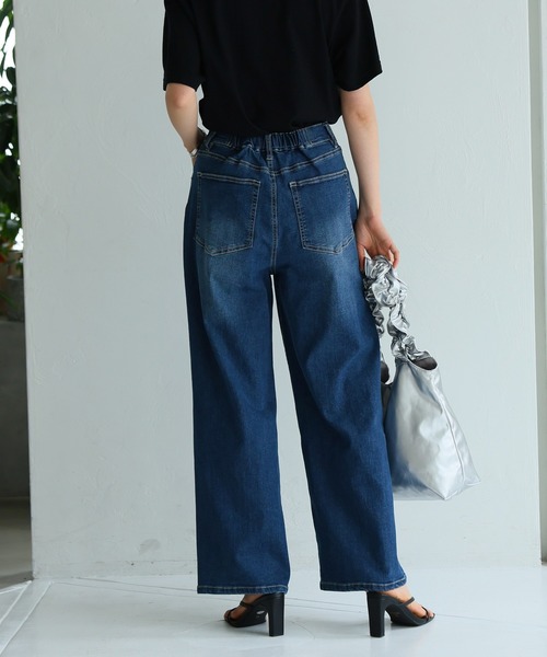 itto...(イット)の「【速乾・接触冷感・UVカット】クーリッシュデニムワイドパンツ(デニムパンツ・レディース・サックスブルー/ネイビー・XL/L/M)」の14枚目の写真