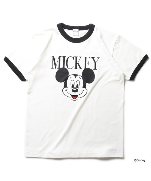 【セール】HOUSTON- MICKEY PRINT RINGER S/S TEE（Tシャツ/カットソー）｜HOUSTON（ヒューストン）