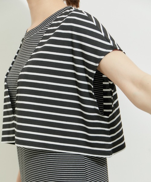 le cercle ADAM ET ROPE'(ルセルクルアダムエロペ)の「【SETアイテム】レイヤードセットワンピース(ワンピース・レディース・ベージュ/ネイビー/ブラック×ホワイト/ブラック系その他2・FREE)」の3枚目の写真