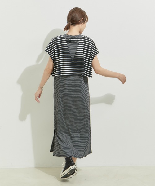 le cercle ADAM ET ROPE'(ルセルクルアダムエロペ)の「【SETアイテム】レイヤードセットワンピース(ワンピース・レディース・ベージュ/ネイビー/ブラック×ホワイト/ブラック系その他2・FREE)」の6枚目の写真