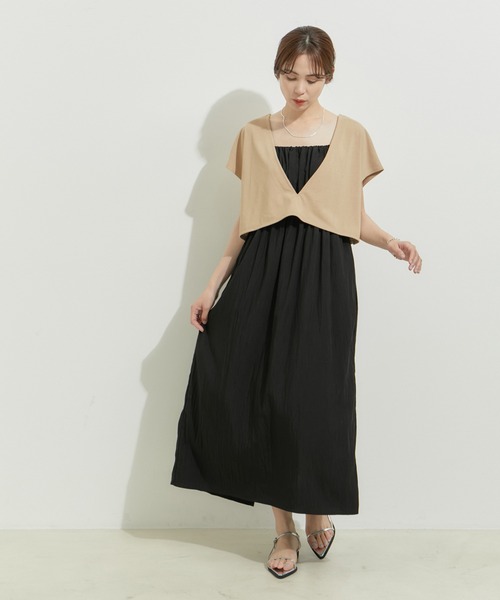 le cercle ADAM ET ROPE'(ルセルクルアダムエロペ)の「【SETアイテム】レイヤードセットワンピース(ワンピース・レディース・ベージュ/ネイビー/ブラック×ホワイト/ブラック系その他2・FREE)」の16枚目の写真