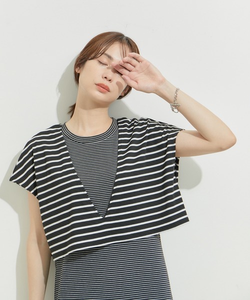 le cercle ADAM ET ROPE'(ルセルクルアダムエロペ)の「【SETアイテム】レイヤードセットワンピース(ワンピース・レディース・ベージュ/ネイビー/ブラック×ホワイト/ブラック系その他2・FREE)」の17枚目の写真