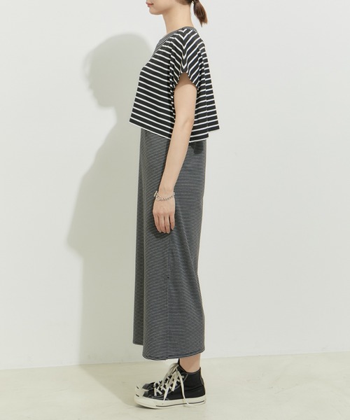 le cercle ADAM ET ROPE'(ルセルクルアダムエロペ)の「【SETアイテム】レイヤードセットワンピース(ワンピース・レディース・ベージュ/ネイビー/ブラック×ホワイト/ブラック系その他2・FREE)」の20枚目の写真