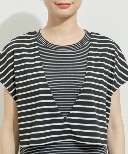 le cercle ADAM ET ROPE'(ルセルクルアダムエロペ)の「【SETアイテム】レイヤードセットワンピース(ワンピース・レディース・ベージュ/ネイビー/ブラック×ホワイト/ブラック系その他2・FREE)」の22枚目の写真