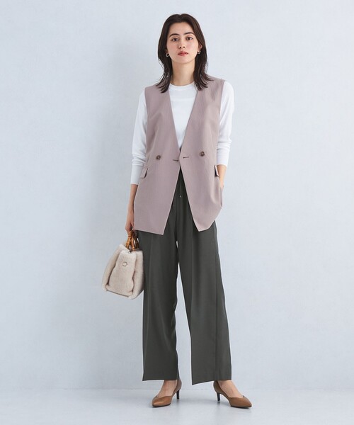 green label relaxing（グリーンレーベルリラクシング）の「［size SHORT/TALLあり］Airy エアリー ドロスト パンツ -ウォッシャブル-（その他パンツ・レディース・その他1/ベージュ/ダークグレー・TALL/SHORT/FREE）」の14枚目の写真
