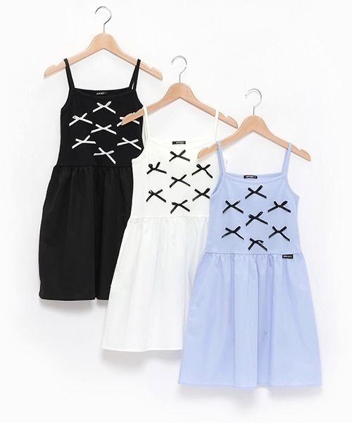by LOVEiT（バイラビット）の「【WEB限定】リボンキャミワンピース（ワンピース・キッズ・ブルーグレー/ブラック/オフホワイト・120cm/130cm/140cm/150cm/160cm）」の4枚目の写真