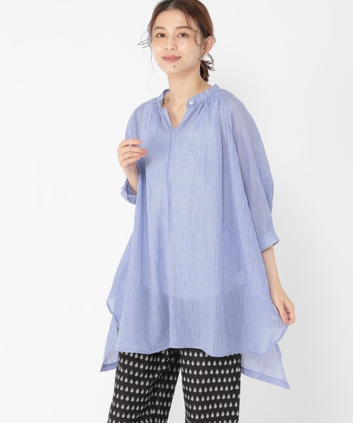 studio CLIP(スタディオクリップ)の「ソフトガーゼチュニックワンピース(チュニック・レディース・カーキ/ライトベージュ/ブルー/ダークグレー・FREE)」の4枚目の写真