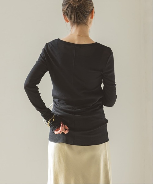 Noble（ノーブル）の「《追加》シアーテレコロングスリーブプルオーバー（Tシャツ/カットソー・レディース・ブラック/ホワイト・FREE）」の4枚目の写真