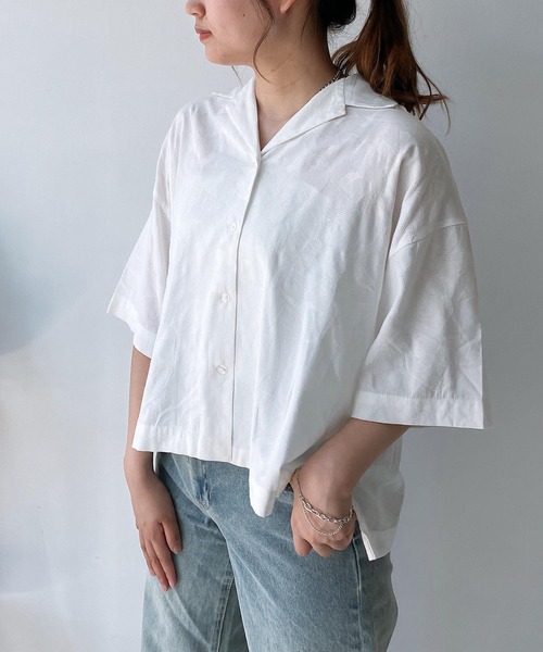 AS KNOW AS plus(アズノゥアズプラス)の「◎開襟シンプル半袖シャツ(シャツ/ブラウス・レディース・ホワイト系/ブラック系/グリーン系/ブルー系・FREE)」の21枚目の写真