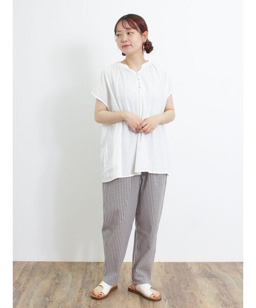 Samansa Mos2(サマンサ モスモス)の「くるみボタンスキッパーブラウス(シャツ/ブラウス・レディース・チャコールグレー/ブルー/オフホワイト/イエロー・F)」の19枚目の写真