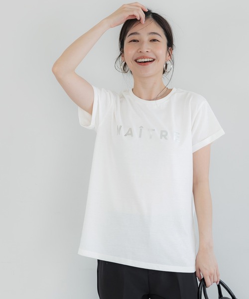 【激安アウトレット!】 箔プリント袖ロールアップTシャツ（Tシャツ/カットソー）｜coca トップス