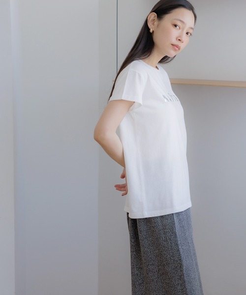 箔プリント袖ロールアップTシャツ（Tシャツ/カットソー）｜coca
