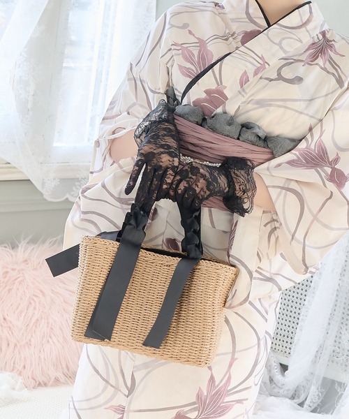 Retica（レティカ）の「浴衣 バッグ ハンドルテープリボンペーパーかごバッグ かわいい（かごバッグ・レディース・アイボリー/ブラウン・FREE）」の11枚目の写真
