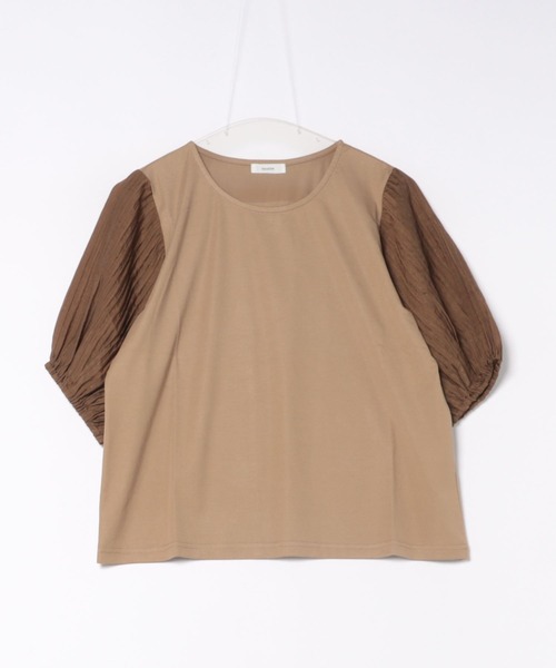 saloon（サルーン）の「SALOON(サルーン)/ラメプリーツプルオーバー【手洗い可】五分袖（Tシャツ/カットソー・レディース・ベージュ/ブラック/オフホワイト・FREE）」の18枚目の写真