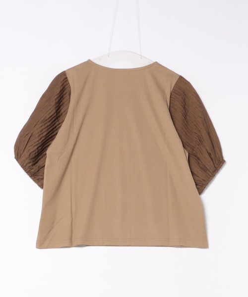 saloon（サルーン）の「SALOON(サルーン)/ラメプリーツプルオーバー【手洗い可】五分袖（Tシャツ/カットソー・レディース・ベージュ/ブラック/オフホワイト・FREE）」の17枚目の写真