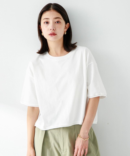 URBAN RESEARCH Sonny Label（アーバンリサーチサニーレーベル）の「USAコットンクロップドワイドTシャツ（Tシャツ/カットソー・レディース・ブラック/ピンク/オフホワイト・FREE）」の10枚目の写真