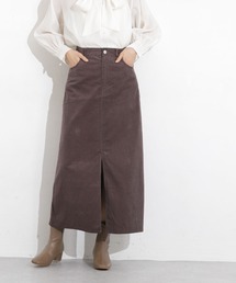 コーデュロイフロントスリットロングスカート