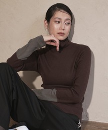 audrey and john wad | ウール混袖配色タートルネックニット(ニット/セーター)