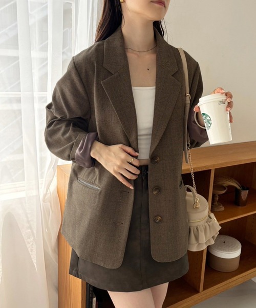 one after another NICE CLAUP（ワンアフターアナザーナイスクラップ）の「テーラードジャケット（テーラードジャケット・レディース・杢グレー/ブラウン系その他・FREE）」の9枚目の写真