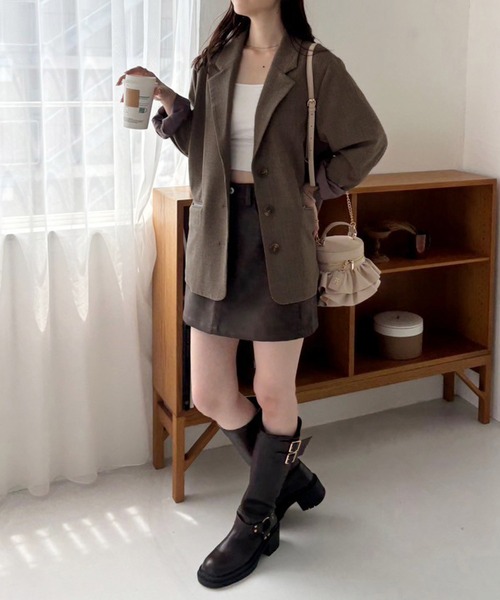 one after another NICE CLAUP（ワンアフターアナザーナイスクラップ）の「テーラードジャケット（テーラードジャケット・レディース・杢グレー/ブラウン系その他・FREE）」の4枚目の写真