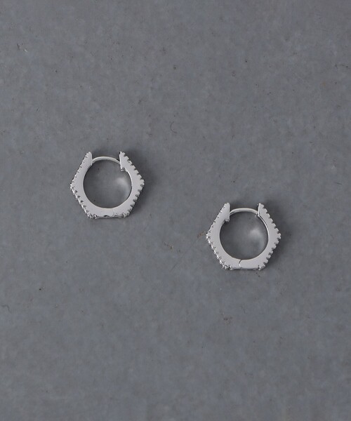 【セール】サイドパヴェ ヘキサゴン フープピアス（ピアス（両耳用））｜UNITED ARROWS（ユナイテッドアローズ）ピアス（両耳用）