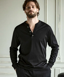 1PIU1UGUALE3  RELAX  | 1PIU1UGUALE3 RELAX(ウノピゥウノウグァーレトレ リラックス)ダブルシルケット ヘンリーネックロングTシャツ 長袖Tシャツ(Tシャツ/カットソー)