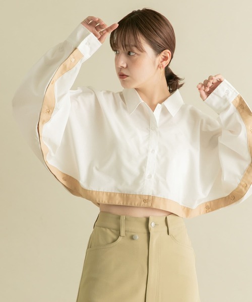 日本未発売　オリンピアコラボ　Freedomクロップドシャツ Mサイズ MSGM】 【バルーンスリーブ クロップドポプリンシャツ【Japan