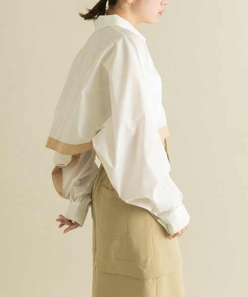 【セール】バイカラーヘムクロップドシャツ（シャツ/ブラウス）｜KBF（ケイビーエフ）