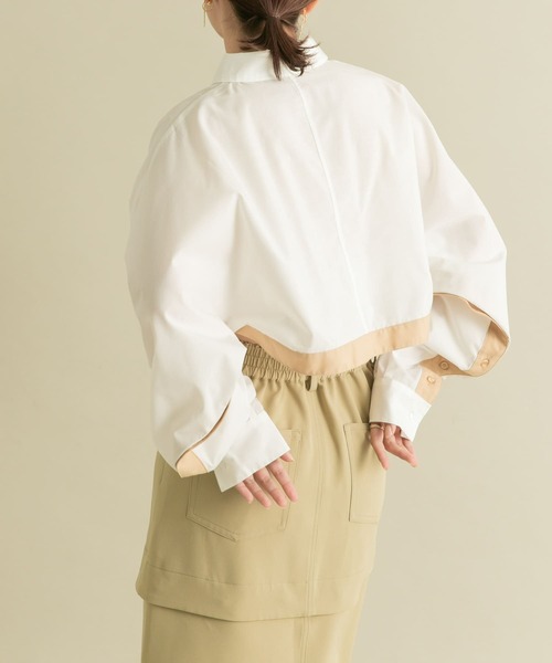【セール】バイカラーヘムクロップドシャツ（シャツ/ブラウス）｜KBF（ケイビーエフ）