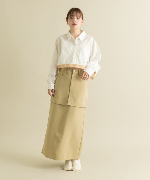 【セール】バイカラーヘムクロップドシャツ（シャツ/ブラウス）｜KBF（ケイビーエフ）