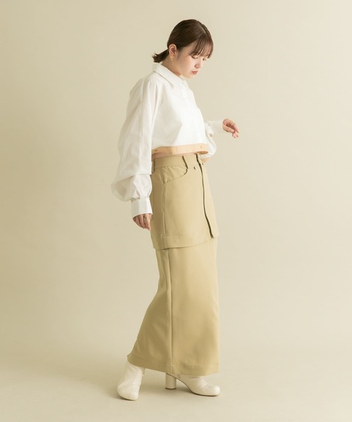 【セール】バイカラーヘムクロップドシャツ（シャツ/ブラウス）｜KBF（ケイビーエフ）