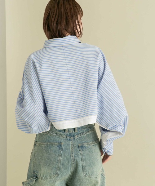 【セール】バイカラーヘムクロップドシャツ（シャツ/ブラウス）｜KBF（ケイビーエフ）