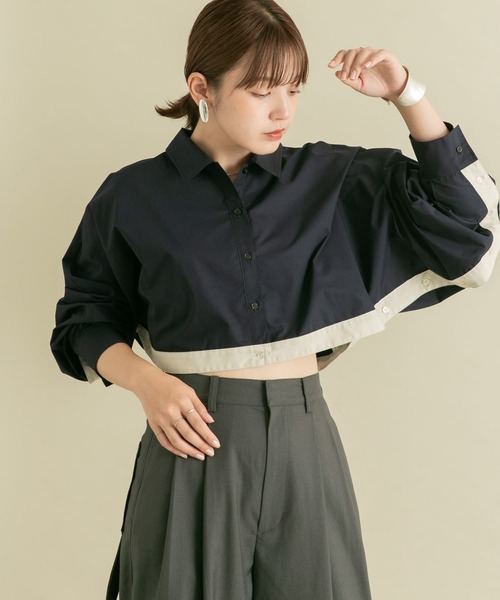 【セール】バイカラーヘムクロップドシャツ（シャツ/ブラウス）｜KBF（ケイビーエフ）