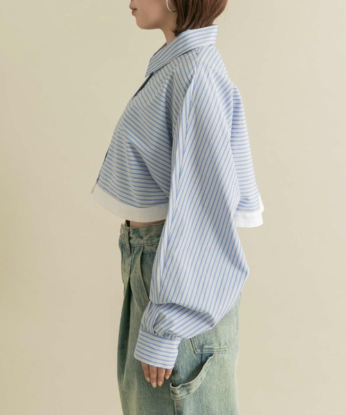 【セール】バイカラーヘムクロップドシャツ（シャツ/ブラウス）｜KBF（ケイビーエフ）