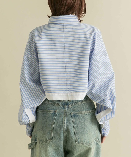 【セール】バイカラーヘムクロップドシャツ（シャツ/ブラウス）｜KBF（ケイビーエフ）