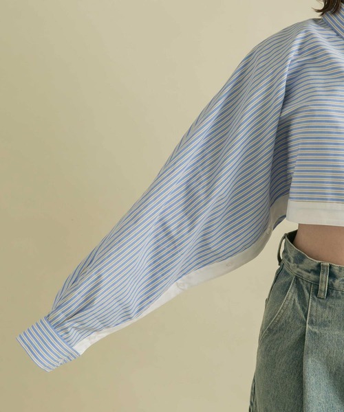 【セール】バイカラーヘムクロップドシャツ（シャツ/ブラウス）｜KBF（ケイビーエフ）