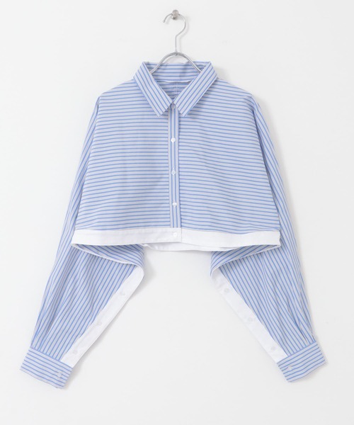 【セール】バイカラーヘムクロップドシャツ（シャツ/ブラウス）｜KBF（ケイビーエフ）