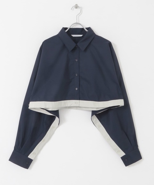【セール】バイカラーヘムクロップドシャツ（シャツ/ブラウス）｜KBF（ケイビーエフ）