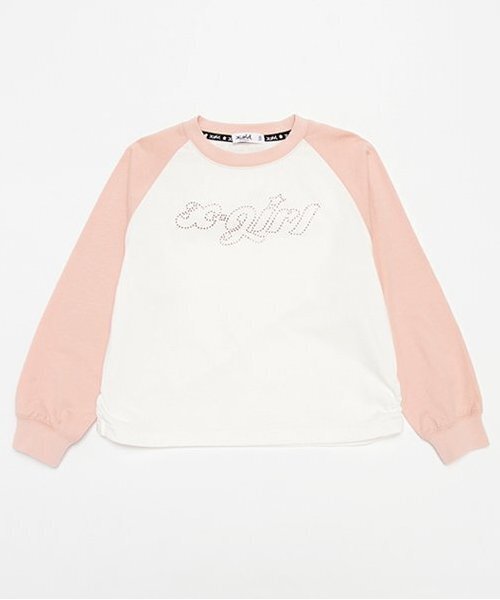 X-girl Stages（エックスガールステージス）の「ラインストーンロゴラグラン長袖Tシャツ（Tシャツ/カットソー・キッズ・ブラック/ピンク・80ｃｍ/90cm/100cm/110cm/120cm/130cm/140cm）」の2枚目の写真