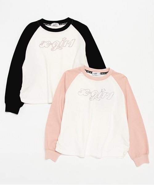 X-girl Stages（エックスガールステージス）の「ラインストーンロゴラグラン長袖Tシャツ（Tシャツ/カットソー・キッズ・ブラック/ピンク・80ｃｍ/90cm/100cm/110cm/120cm/130cm/140cm）」の9枚目の写真