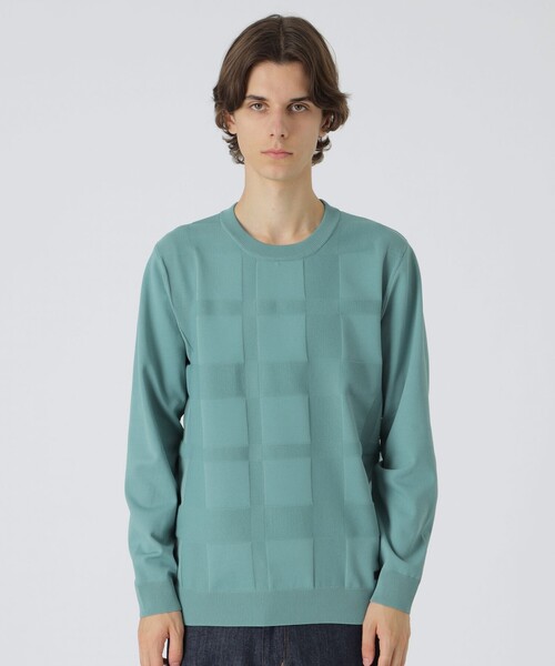 BLACK LABEL CRESTBRIDGE（ブラックレーベル・クレストブリッジ）の「コンフィーシャドーチェックニット（ニット/セーター・メンズ・ホワイト系その他/ネイビー/ブルー系その他4/ブラック・XL/L/M）」の4枚目の写真