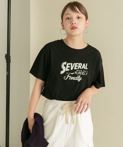 KBF(ケイビーエフ)の「シアープリントコンパクトTEE(Tシャツ/カットソー・レディース・オフホワイト/ブルー/ブラック・ONE)」の3枚目の写真