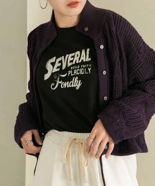 KBF(ケイビーエフ)の「シアープリントコンパクトTEE(Tシャツ/カットソー・レディース・オフホワイト/ブルー/ブラック・ONE)」の12枚目の写真