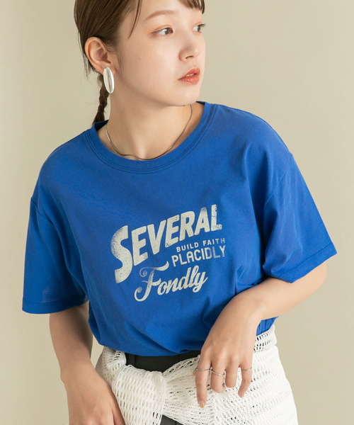 KBF(ケイビーエフ)の「シアープリントコンパクトTEE(Tシャツ/カットソー・レディース・オフホワイト/ブルー/ブラック・ONE)」の18枚目の写真
