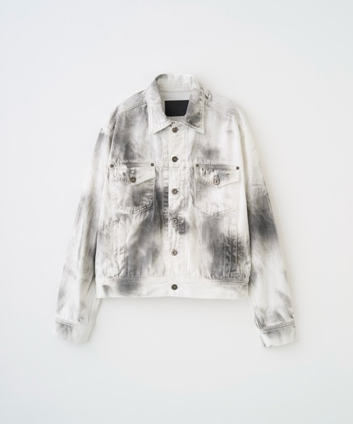 Juha(ユハ)の「SPRAY SHORT DENIM JACKET(デニムジャケット・メンズ・ホワイト×ブラック・4/3)」の2枚目の写真
