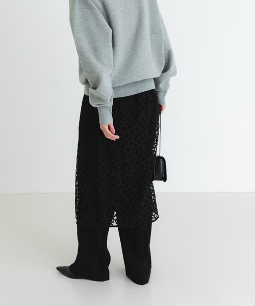 【新品】アーバンリサーチ ヴィンテージレーススカート ブラック アーバンリサーチ ロッソ URBAN RESEARCH ROSSO サイドスリット