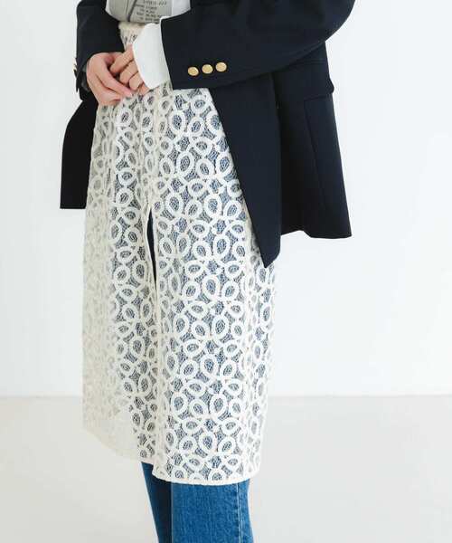 URBAN RESEARCH（アーバンリサーチ）の「コードレースレイヤードスカート（スカート・レディース・ブラック/オフホワイト・FREE）」の8枚目の写真